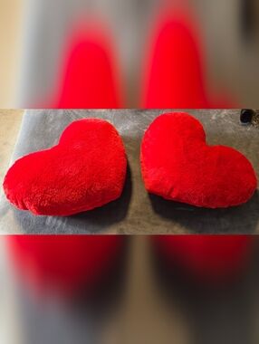 Plush Red Heart Pillows - Pair NWOT